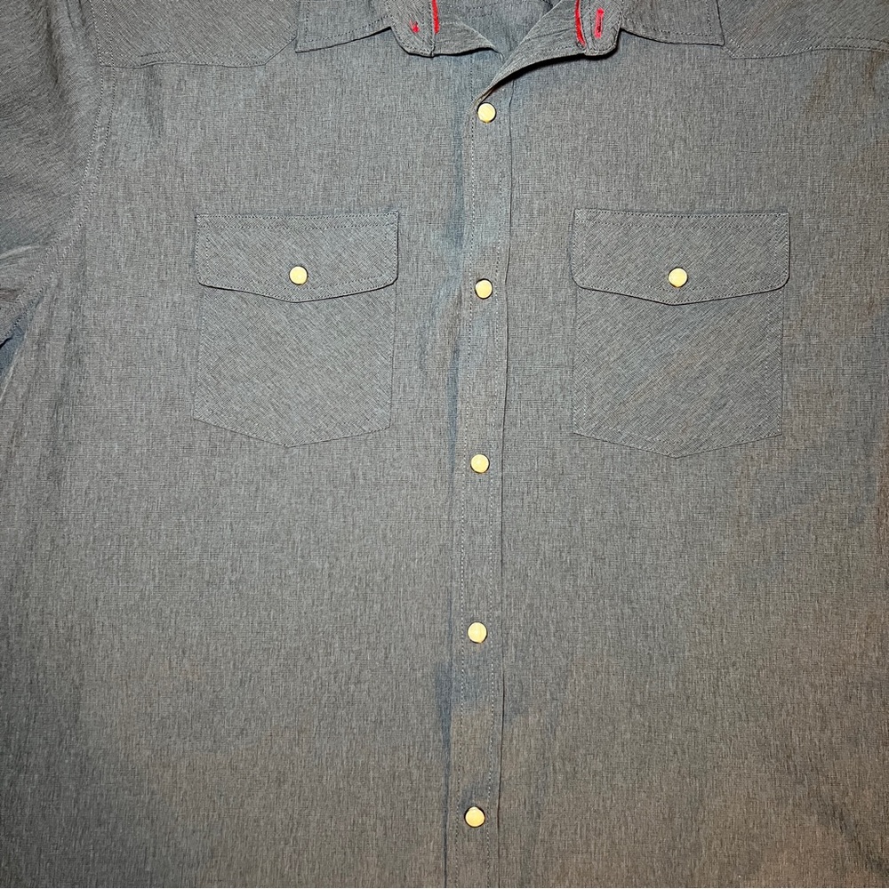 Flag & Anthem Men's Heather Blue Madeflex UPF Performance Button-Down‎ Shirt XXL - Picture 4 of 15